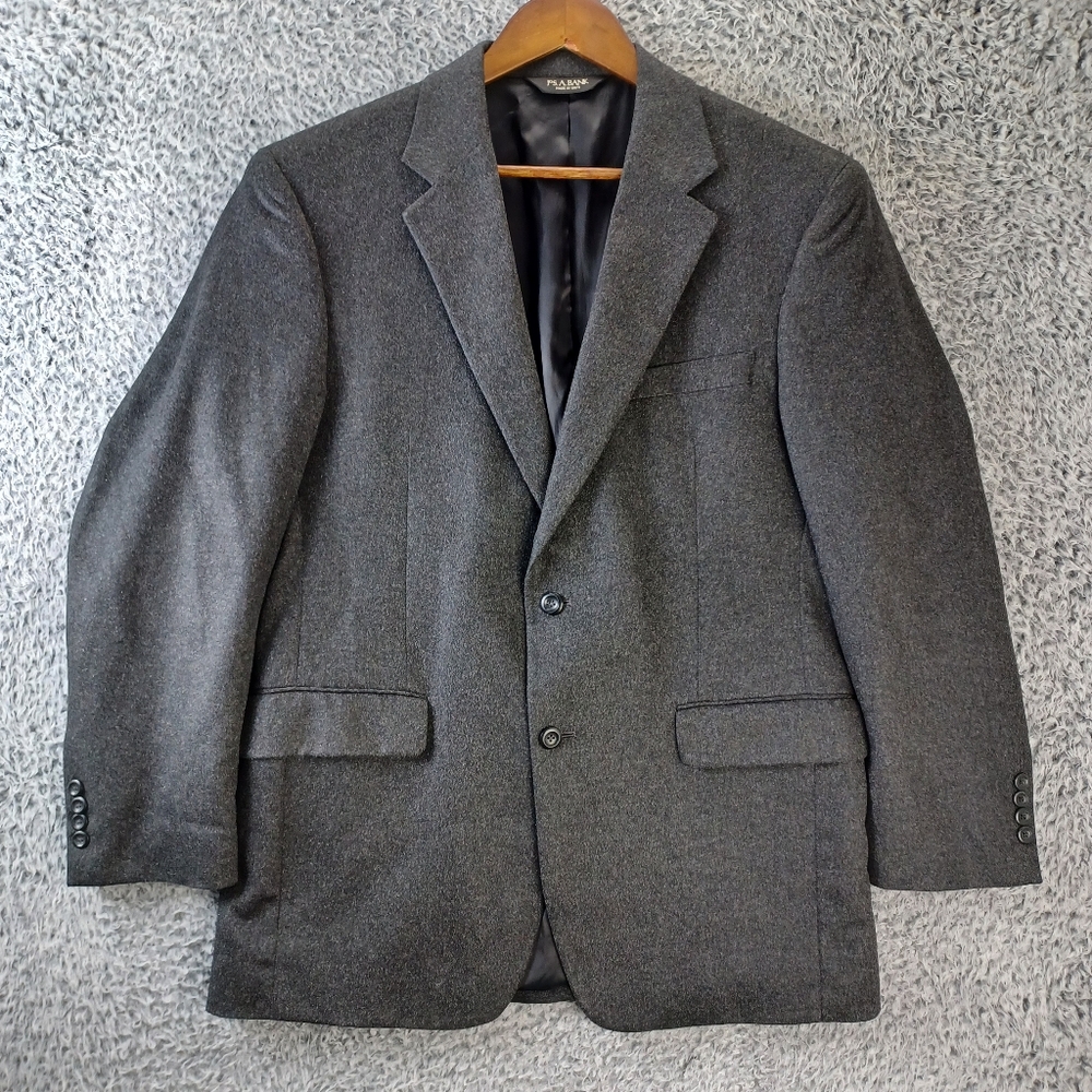 Jos. A. Bank Blazer Mens 41R Gray 100% Cashmere Sport Coat 2 Button